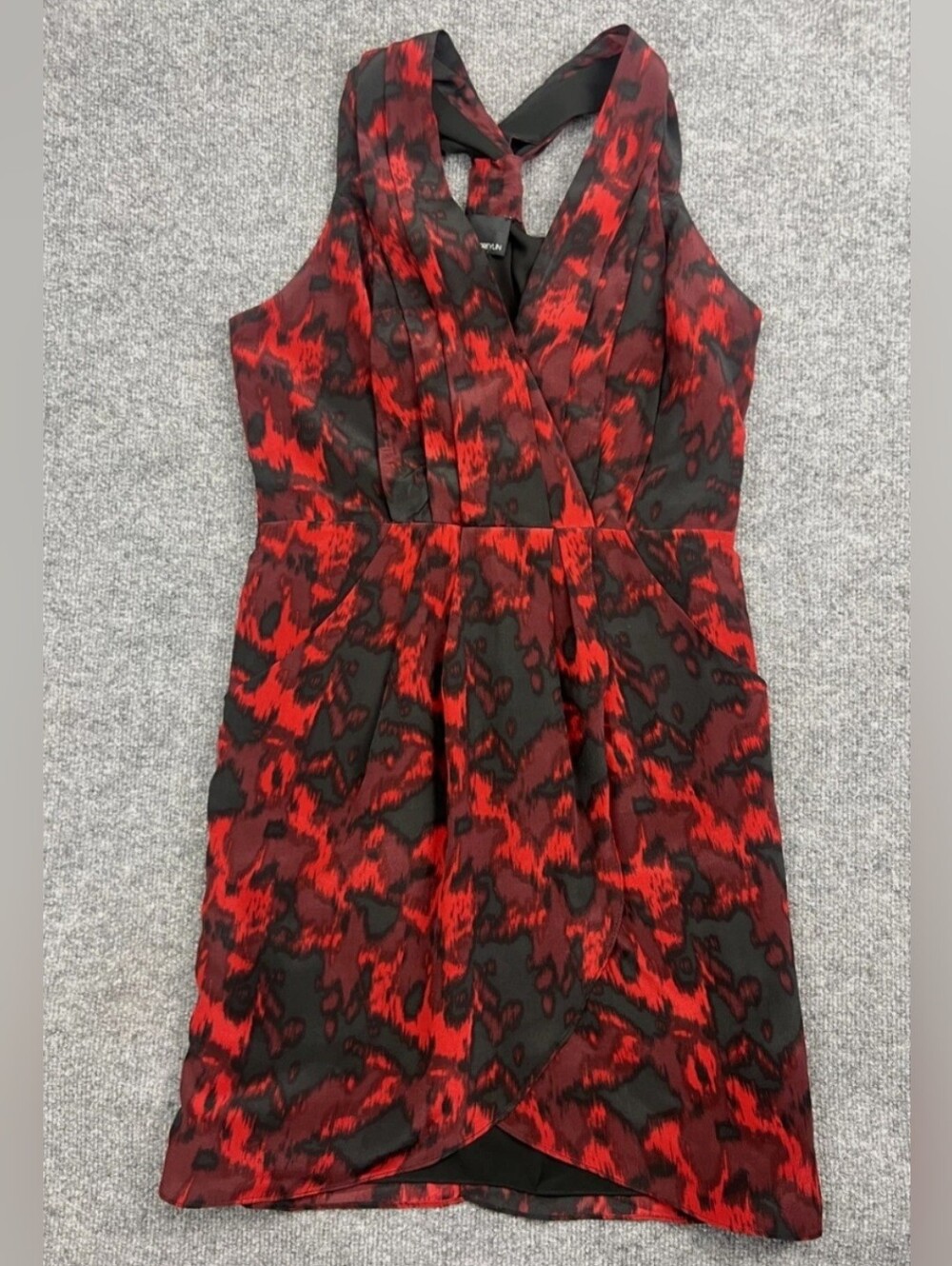 Greylin Red and Black One-Shoulder Printed Dress